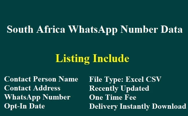 South Africa WhatsApp Number Data